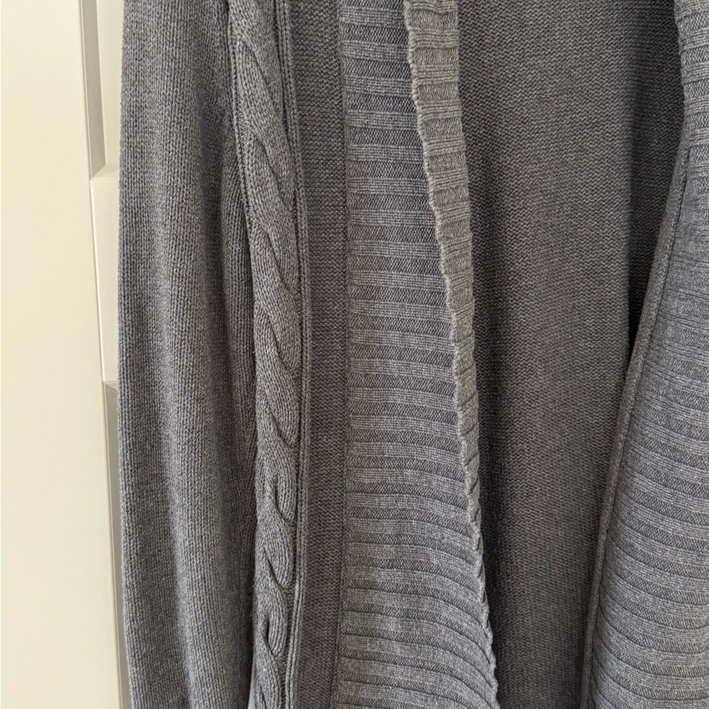 Cottagecore Charcoal Cable-Trim Open Cardigan - Picture 3 of 3